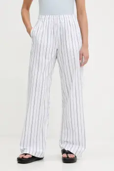 Abercrombie & Fitch pantaloni de bumbac culoarea alb, drept, high waist, KI156-5289 imagine