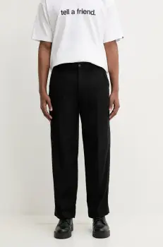 Abercrombie & Fitch pantaloni din amestec de in barbati, culoarea negru, drept, KI130-5016 imagine