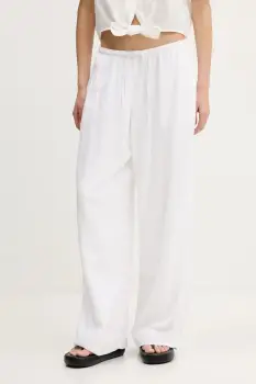 Abercrombie & Fitch pantaloni din in culoarea alb, lat, high waist, KI156-5153 imagine