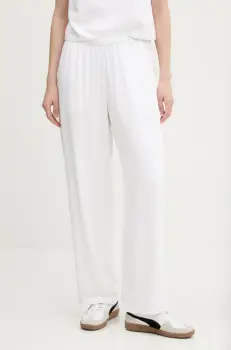 Abercrombie & Fitch pantaloni din in culoarea bej, lat, high waist, KI156-5128 imagine