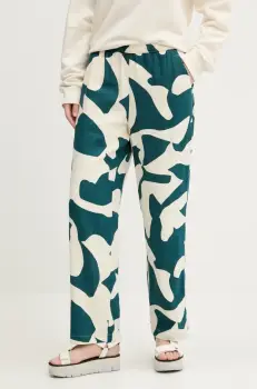 Abercrombie & Fitch pantaloni din in femei, culoarea bej, drept, high waist, KI156-5135 imagine