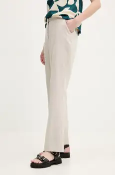 Abercrombie & Fitch pantaloni femei, culoarea bej, evazati, high waist, KI156-5078 imagine