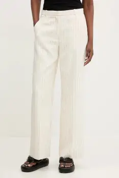 Abercrombie & Fitch pantaloni femei, culoarea bej, lat, high waist, KI156-5366 imagine