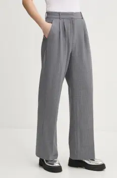 Abercrombie & Fitch pantaloni femei, culoarea gri, drept, high waist, KI156-4331 imagine