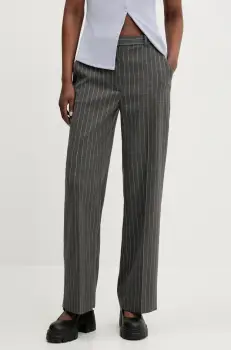 Abercrombie & Fitch pantaloni femei, culoarea gri, lat, high waist, KI156-5380 imagine