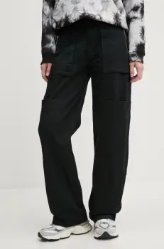 Abercrombie & Fitch pantaloni femei, culoarea negru, drept, high waist, KI156-4524 imagine