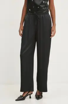 Abercrombie & Fitch pantaloni femei, culoarea negru, drept, high waist, KI156-4594 imagine