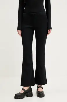 Abercrombie & Fitch pantaloni femei, culoarea negru, drept, medium waist, KI156-5434 imagine