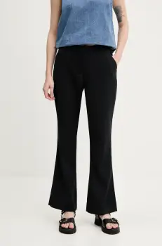 Abercrombie & Fitch pantaloni femei, culoarea negru, evazati, high waist, KI156-5077 imagine