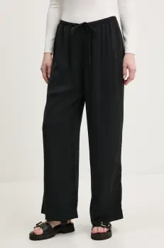 Abercrombie & Fitch pantaloni femei, culoarea negru, lat, high waist, KI156-5147 imagine