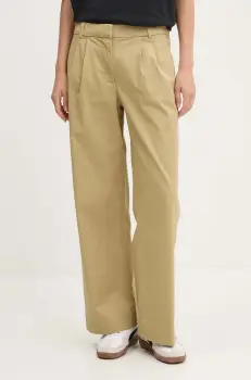 Abercrombie & Fitch pantaloni femei, culoarea verde, lat, high waist, KI156-4416 imagine