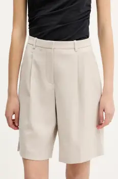 Abercrombie & Fitch pantaloni scurti culoarea bej, uni, high waist, KI149-5182 imagine