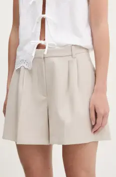 Abercrombie & Fitch pantaloni scurti culoarea bej, uni, high waist, KI149-5208 imagine