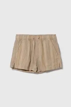 Abercrombie & Fitch pantaloni scurti de in pentru copii culoarea bej, talie reglabila imagine