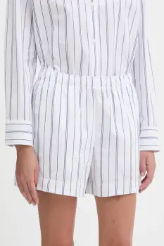 Abercrombie & Fitch pantaloni scurti din bumbac culoarea alb, cu imprimeu, high waist, KI149-5298 imagine