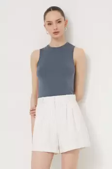 Abercrombie & Fitch pantaloni scurti femei, culoarea bej, modelator, high waist imagine