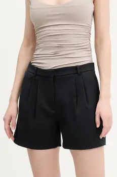 Abercrombie & Fitch pantaloni scurti femei, culoarea negru, neted, high waist, KI149-5087 imagine