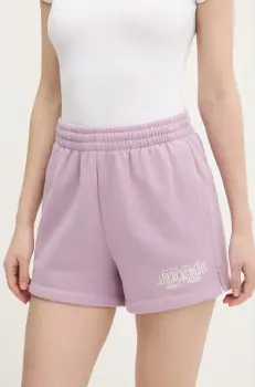 Abercrombie & Fitch pantaloni scurti femei, culoarea roz, cu imprimeu, medium waist, KI186-5045 imagine