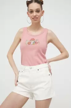 Abercrombie & Fitch pantaloni scurti jeans femei, culoarea bej, neted, high waist imagine