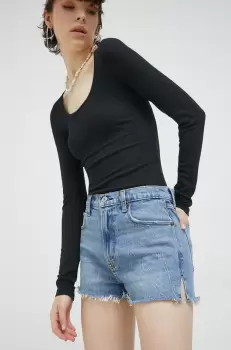 Abercrombie & Fitch pantaloni scurti jeans femei, neted, high waist imagine
