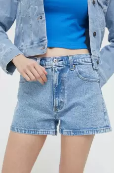 Abercrombie & Fitch pantaloni scurti jeans femei, neted, high waist imagine