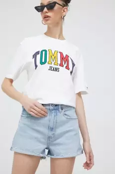 Abercrombie & Fitch pantaloni scurti jeans femei, neted, high waist imagine