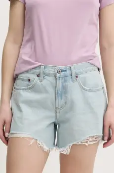 Abercrombie & Fitch pantaloni scurti jeans femei, uni, high waist, KI149-5089 imagine
