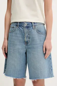 Abercrombie & Fitch pantaloni scurti jeans uni, high waist, KI149-5122 imagine