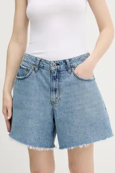 Abercrombie & Fitch pantaloni scurti jeans uni, high waist, KI149-5146 imagine