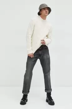 Abercrombie & Fitch pulover barbati, culoarea alb imagine