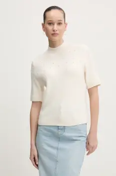 Abercrombie & Fitch pulover din amestec de lana femei, culoarea bej, cu turtleneck, KI150-4339 imagine