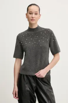 Abercrombie & Fitch pulover din amestec de lana femei, culoarea gri, cu turtleneck, KI150-4339 imagine