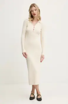 Abercrombie & Fitch rochie culoarea bej, midi, mulata, KI159-4763 imagine