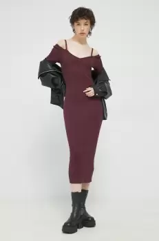 Abercrombie & Fitch rochie culoarea bordo, midi, mulata imagine