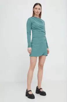 Abercrombie & Fitch rochie culoarea verde, mini, drept imagine