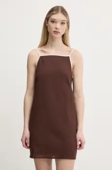 Abercrombie & Fitch rochie din in culoarea maro, mini, drept, KI159-5662 imagine