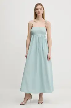 Abercrombie & Fitch rochie din in culoarea turcoaz, maxi, evazati, KI159-5549 imagine