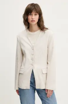 Abercrombie & Fitch sacou de in culoarea bej, un singur rand de nasturi, uni, KI144-5076 imagine