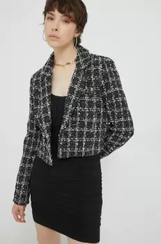 Abercrombie & Fitch sacou din lana culoarea negru, un singur rand de nasturi, modelator imagine