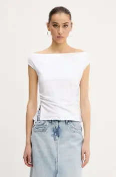 Abercrombie & Fitch tricou culoarea alb, decolteu spaniol, KI139-5576 imagine