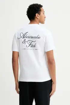 Abercrombie & Fitch tricou din bumbac culoarea alb, cu imprimeu, KI123-5255-100 imagine
