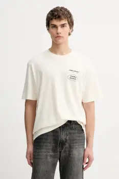 Abercrombie & Fitch tricou din bumbac culoarea bej, cu imprimeu, KI123-5257-100 imagine