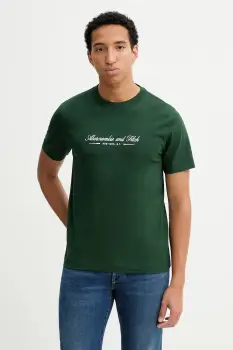 Abercrombie & Fitch tricou din bumbac culoarea verde, cu imprimeu, KI123-5255-340 imagine