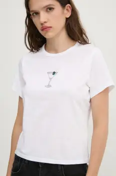 Abercrombie & Fitch tricou din bumbac femei, culoarea alb, KI157-4346 imagine