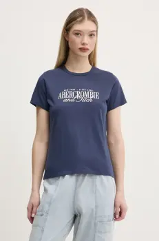 Abercrombie & Fitch tricou din bumbac femei, culoarea albastru marin, KI185-5058 imagine