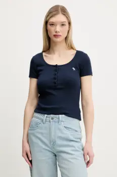 Abercrombie & Fitch tricou femei, culoarea albastru marin, KI139-5271 imagine