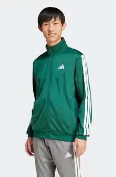 adidas bluza 3-Stripes barbati, culoarea verde, cu imprimeu, JI8821 imagine