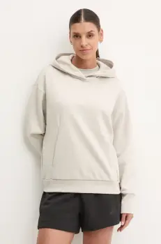 adidas bluza ALL SZN femei, culoarea bej, cu gluga, cu imprimeu, JD4675 imagine