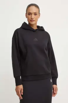 adidas bluza All SZN femei, culoarea negru, cu gluga, neted, IW1025 imagine