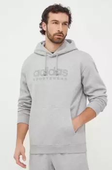 adidas bluza barbati, culoarea gri, cu gluga, cu imprimeu imagine